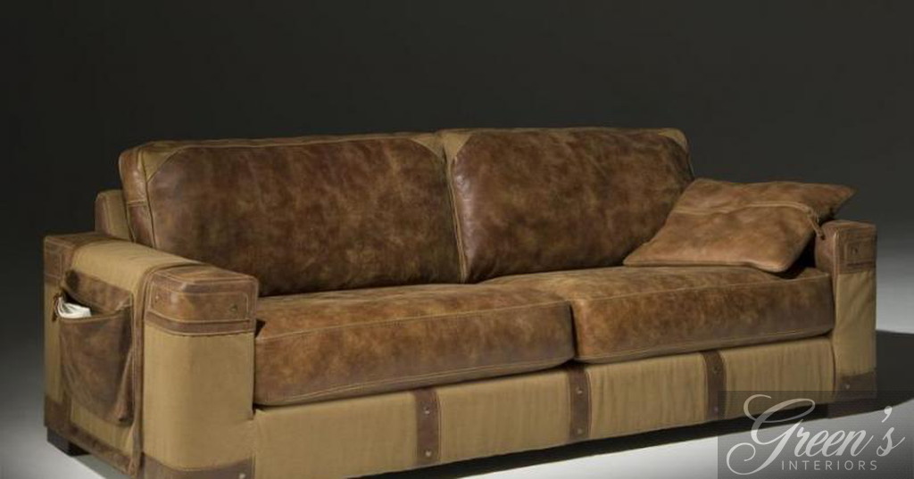 Sofa, Scotland, Leder-Canvasmix